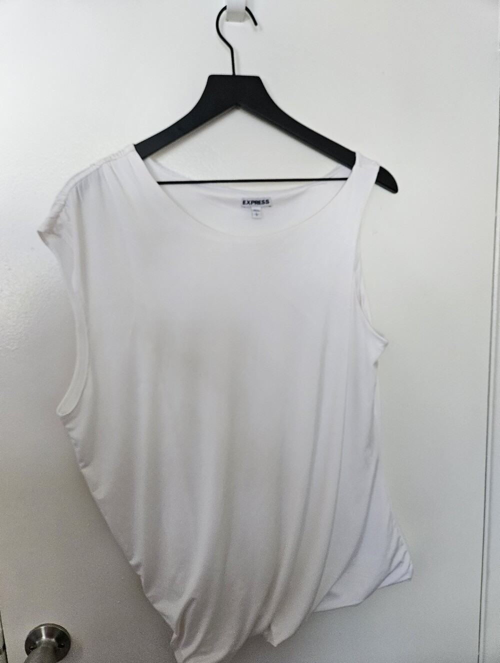 Express White Draped Asymmetrical Tank Top